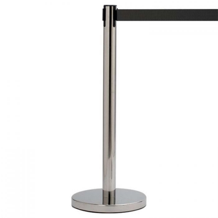 Poteau de guidage à sangle Ecobarrière+ Finition Inox Brillant – Image 1